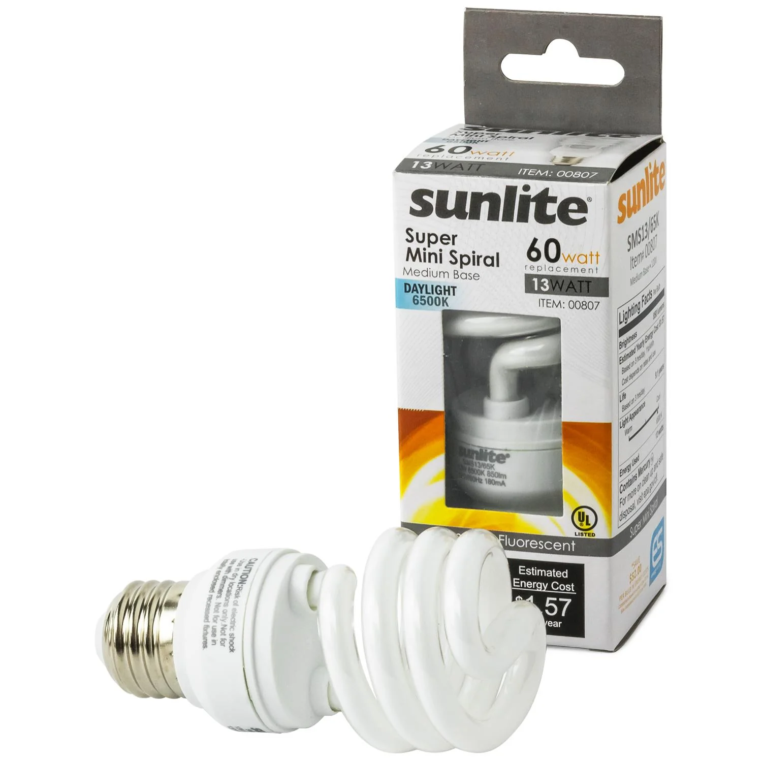 Sunlite 13 Watt Super Mini Spiral Medium Base Daylight (6 Pack) - Cheap-Us