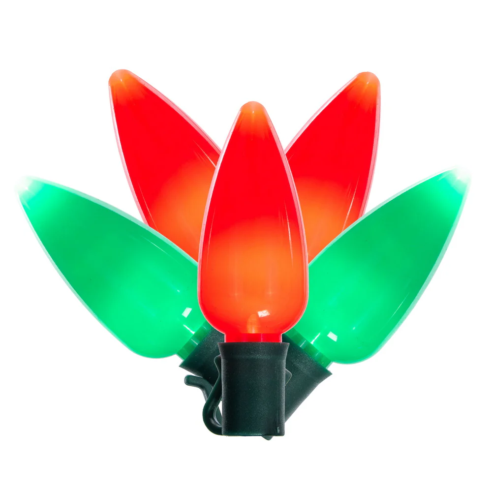 Vickerman 25 Red-Green Ceramic C9 LED Light on Green 22AWG Wire, 25'.- 2 Pack - Cheap-Us