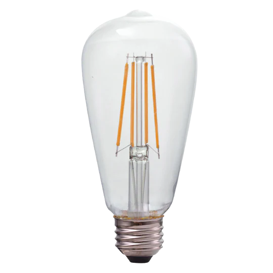 Luxrite LED ST19 Filament Style Light Bulb, E26 Medium Base, 8W, 5000K - Bright White, 80 CRI, Clear Finish, Dimmable, Pack of 6 (LR21653) - Cheap-Us