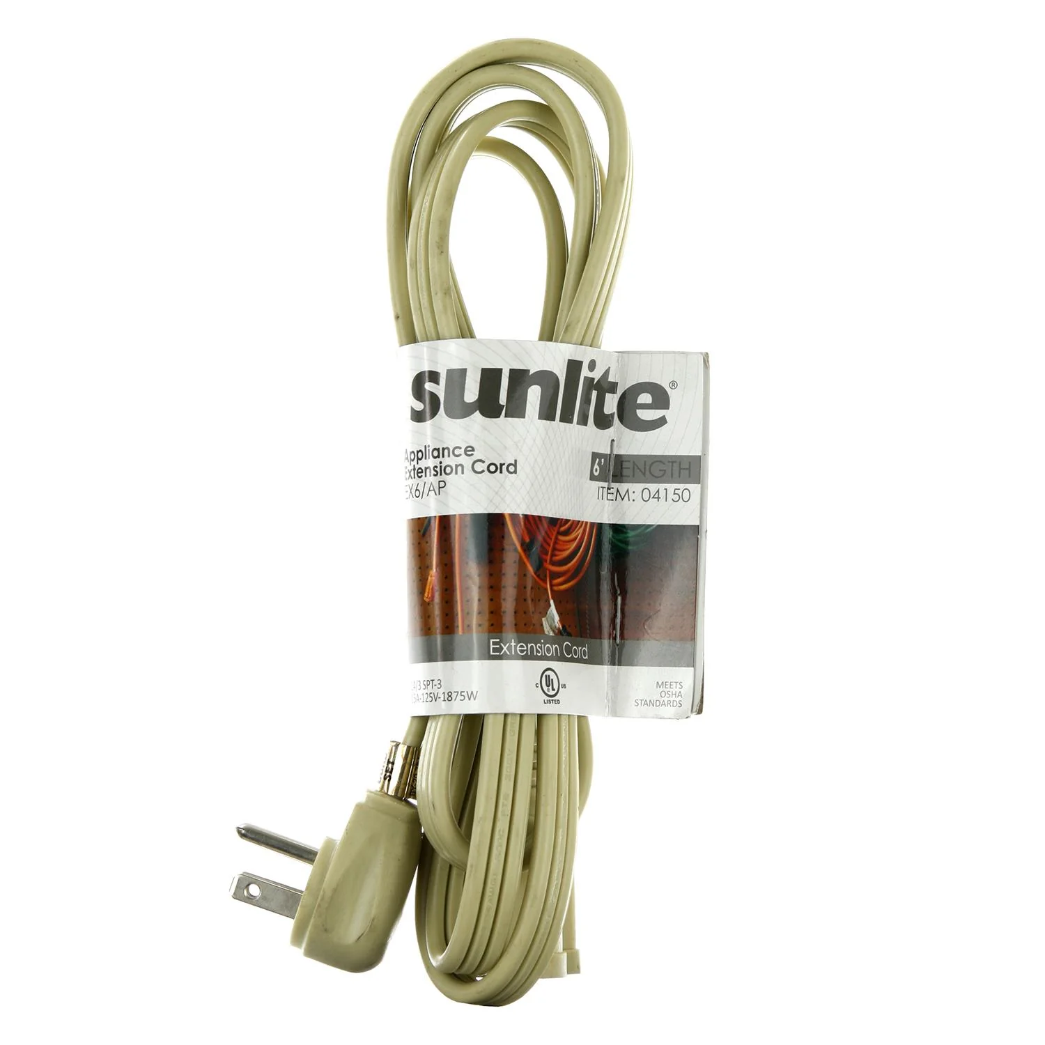 Sunlite EX6/AP Appliance 6-Feet Extension Cord, Grey - Cheap-Us