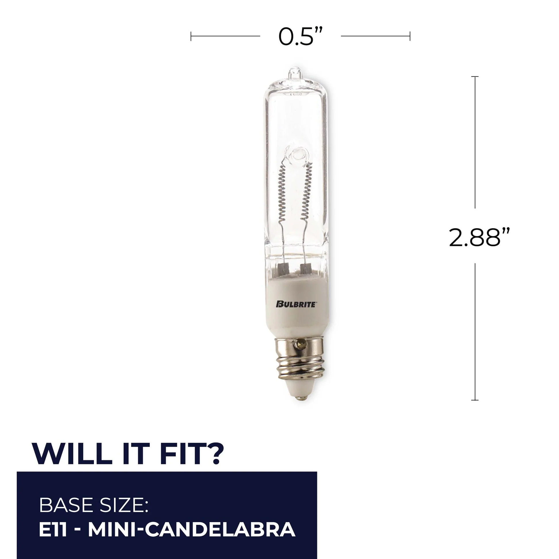 BULBRITE HALOGEN T4 MINI-CANDELABRA SCREW (E11) 250W DIMMABLE LIGHT BULB 2900K/SOFT WHITE 5PK (610251) - Cheap-Us
