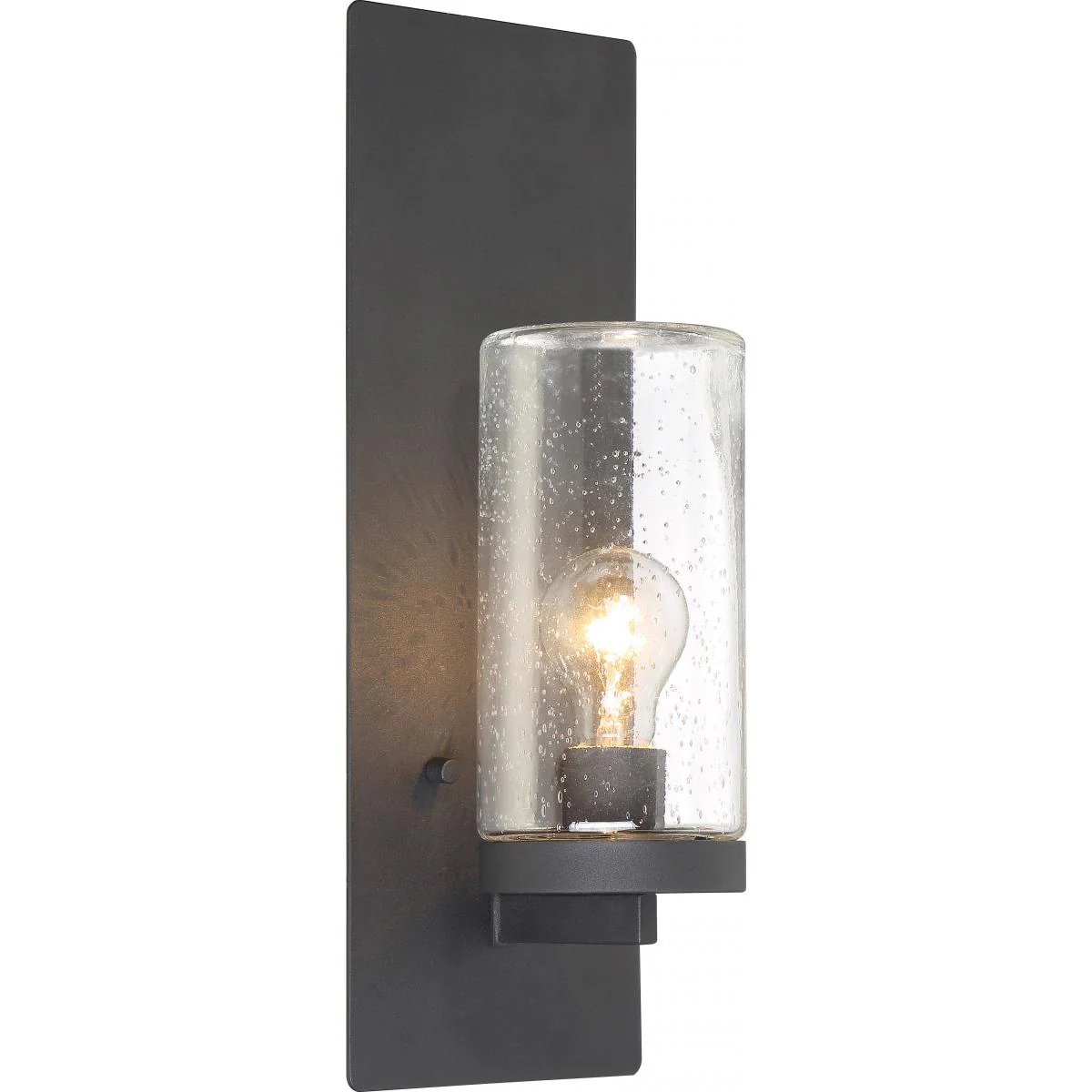 60-6578 INDIE 1 LT LARGE WALL SCONCE Indie- 1 Light Large Wall Sconce - with Clear Seeded Glass - Textured Black Finish - Cheap-Us