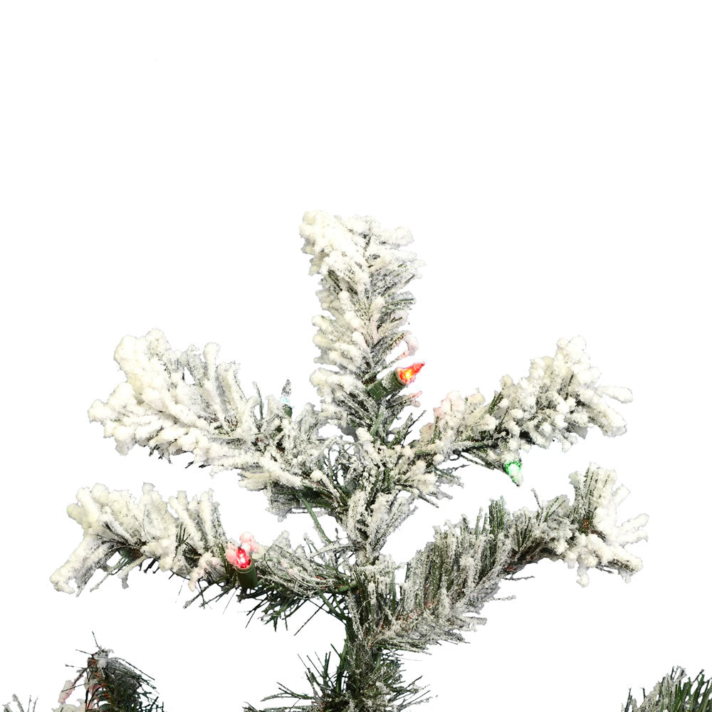 Vickerman 4.5' Flocked Alaskan Pine Artificial Christmas Tree Multi-Colored LED Dura-Lit lights - Cheap-Us