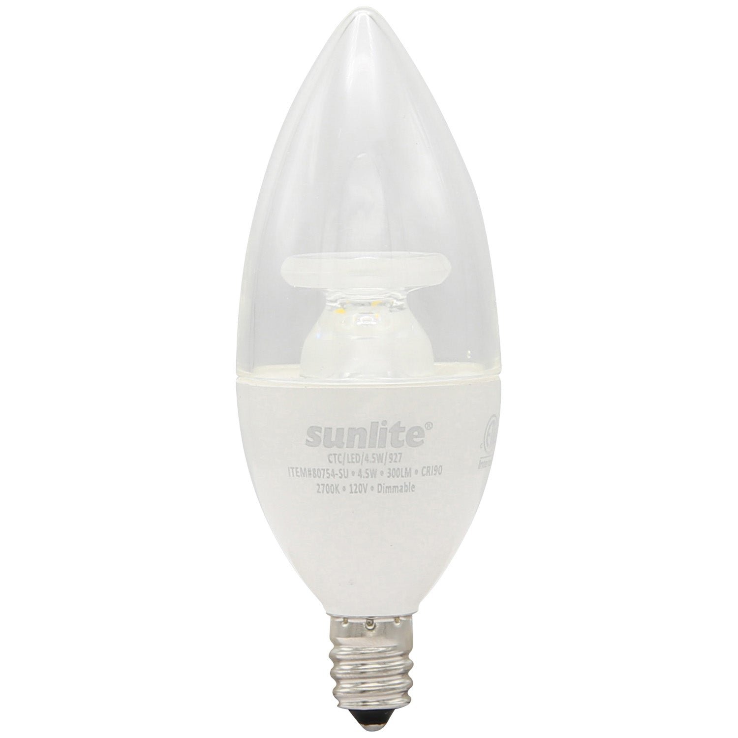 CTC/LED/4.5W/927 Decorative E12 Base Clear Dimmable Energy Star CRI90 2700K - Cheap-Us