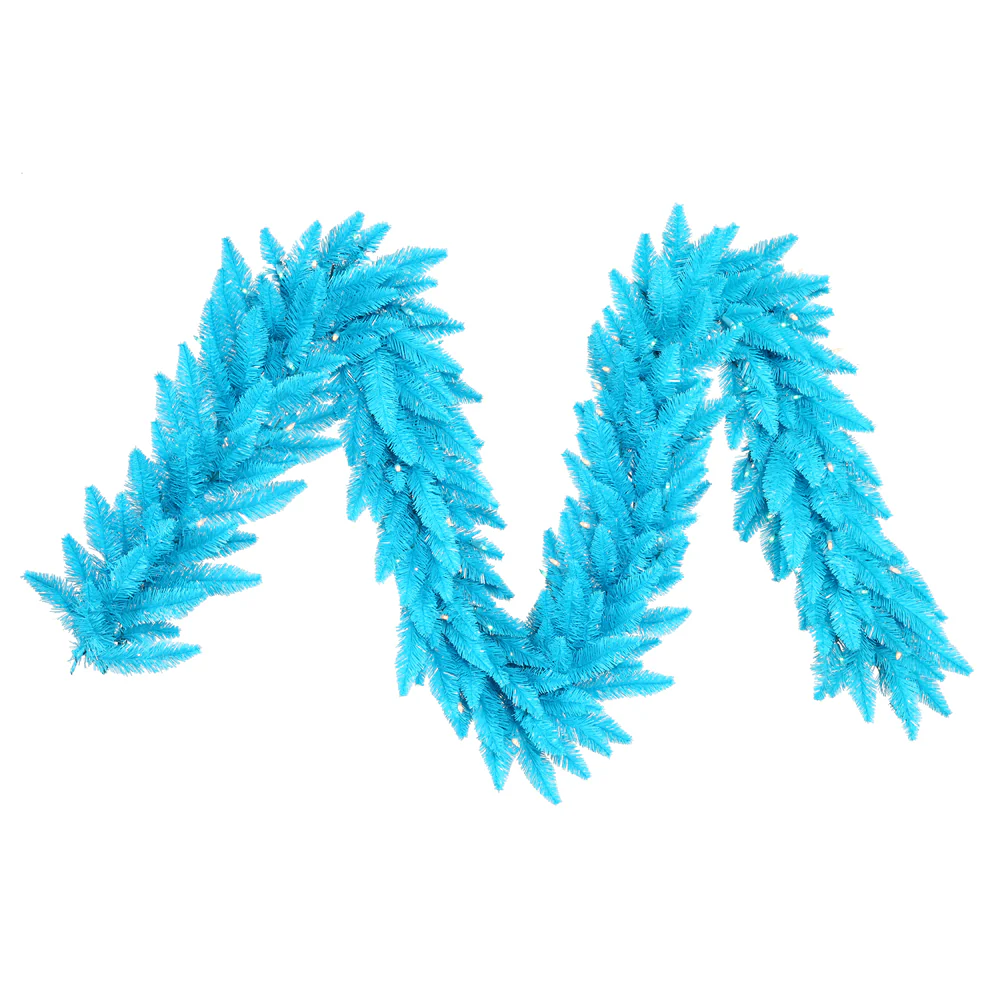Vickerman 9' Sky Blue Artificial Christmas Garland Blue Dura-Lit LED lights. - Cheap-Us