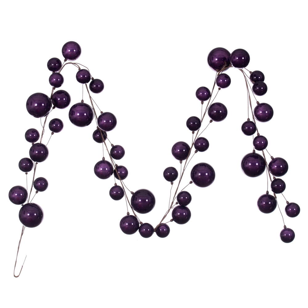 Vickerman 10' Plum Pearl Branch Ball Wire Garland. - Cheap-Us