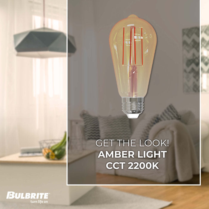 BULBRITE LED ST18 MEDIUM SCREW (E26) 5W DIMMABLE FILAMENT LIGHT BULB 2200K/AMBER 40W INCANDESCENT EQUIVALENT 2PK (776801) - Cheap-Us
