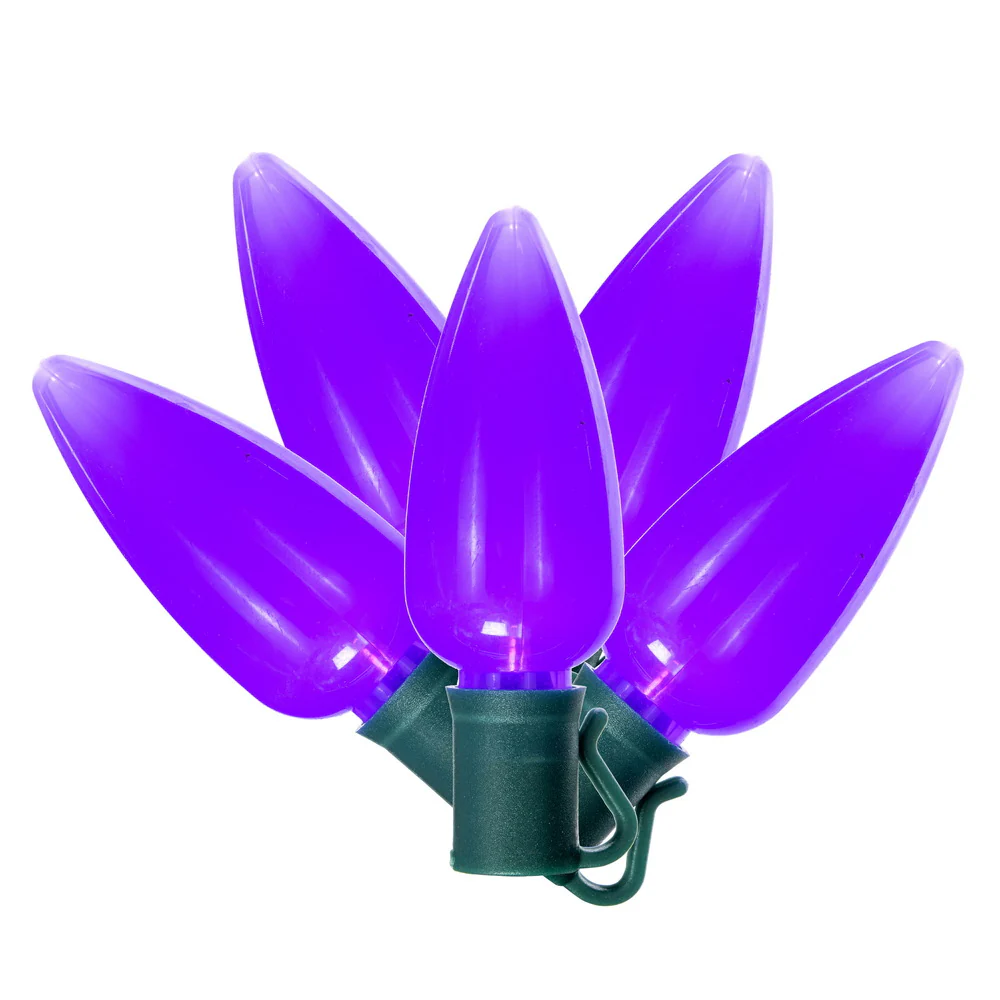 Vickerman 25 Purple Ceramic C9 LED Light on Green 22AWG Wire 25'. - Cheap-Us