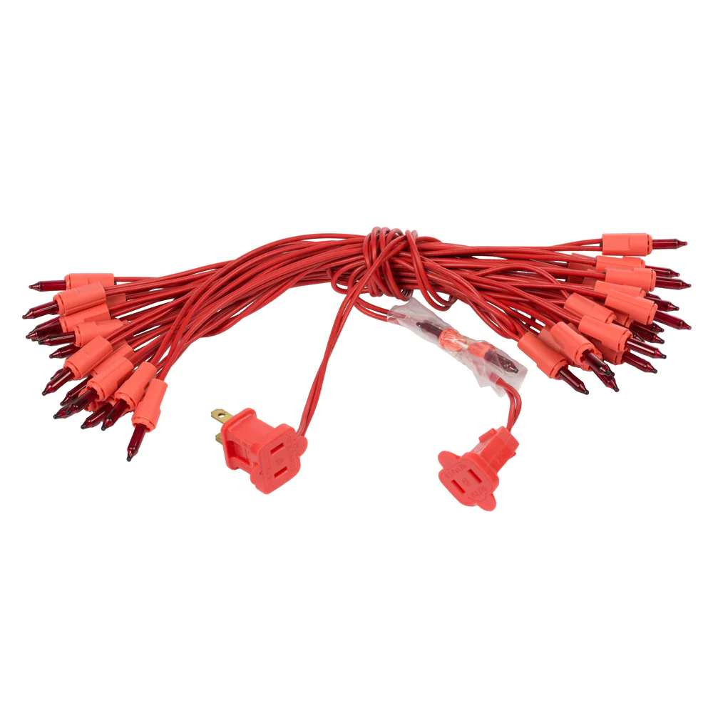Vickerman 35 Red Dura-lit Mini Light on Red Wire, 26' Christmas Light Strand - Cheap-Us