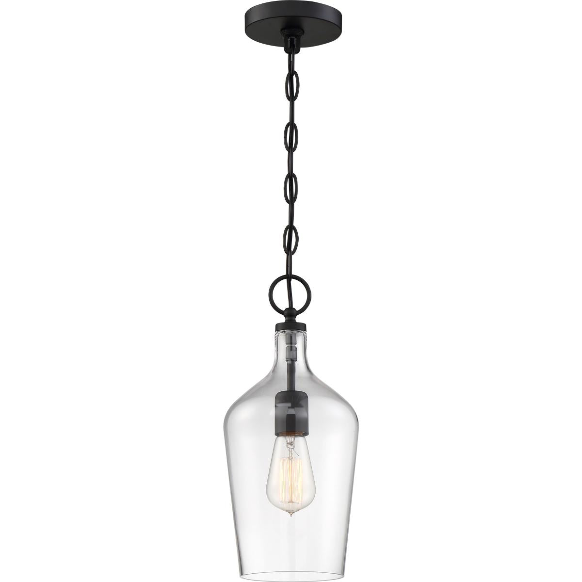 60-6749 HARTLEY 1 LIGHT PENDANT Hartley - 1 Light Pendant - with Clear Glass - Matte Black Finish - Cheap-Us