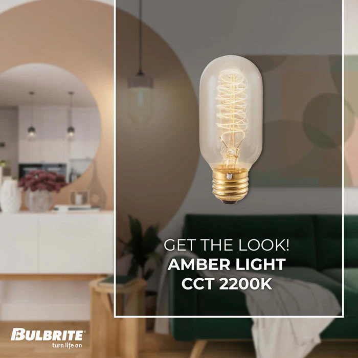 BULBRITE INCANDESCENT T14 MEDIUM SCREW (E26) 40W DIMMABLE NOSTALGIC LIGHT BULB 2200K/AMBER 4PK (134014) - Cheap-Us