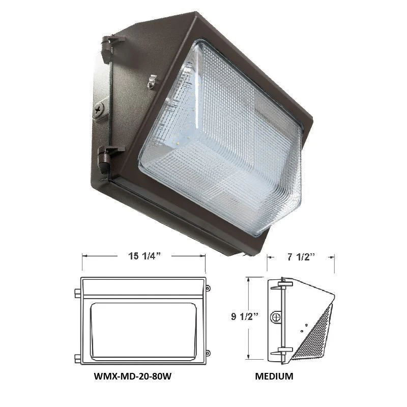 Westgate X-Gen None Cut-Off Glass Wall Pack Md Housing Adj. 20W-80W 30K 120-277V 0-10V, Outdoor Lighting, 20W/40W/60W80W, 130 Lumens/W, 3000K, Bronze  Finish - Cheap-Us