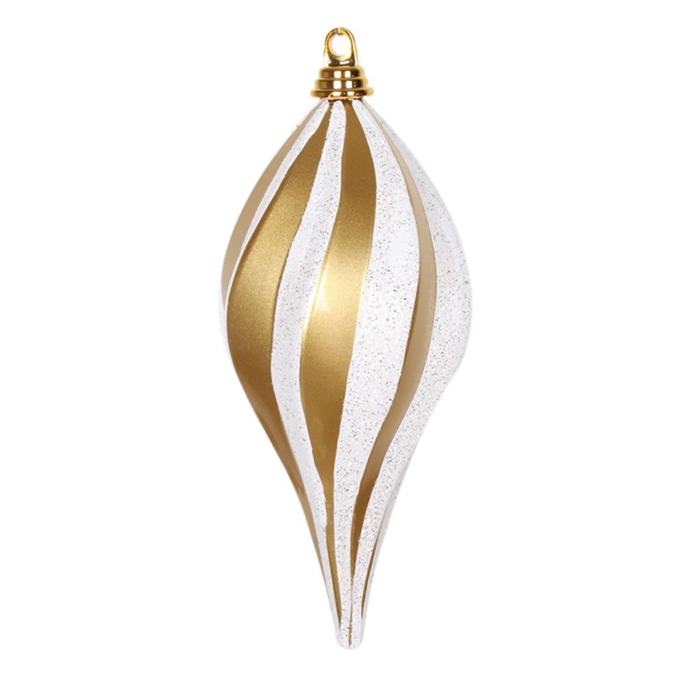 Vickerman 12'' Gold and Silver Glitter Swirl Drop Christmas Ornament - Cheap-Us