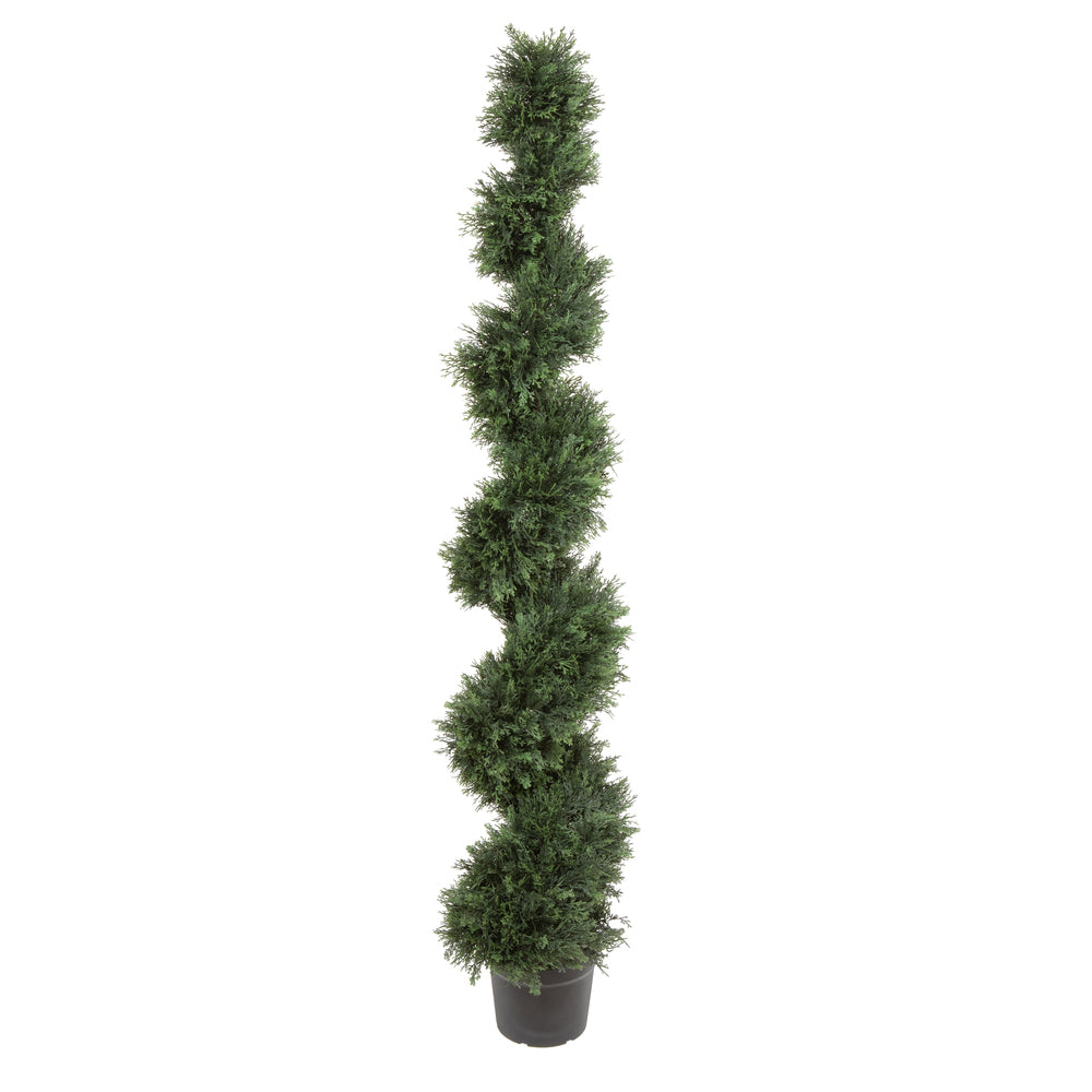 Vickerman 6' Artificial Potted Green Cedar Spiral Tree. - Cheap-Us