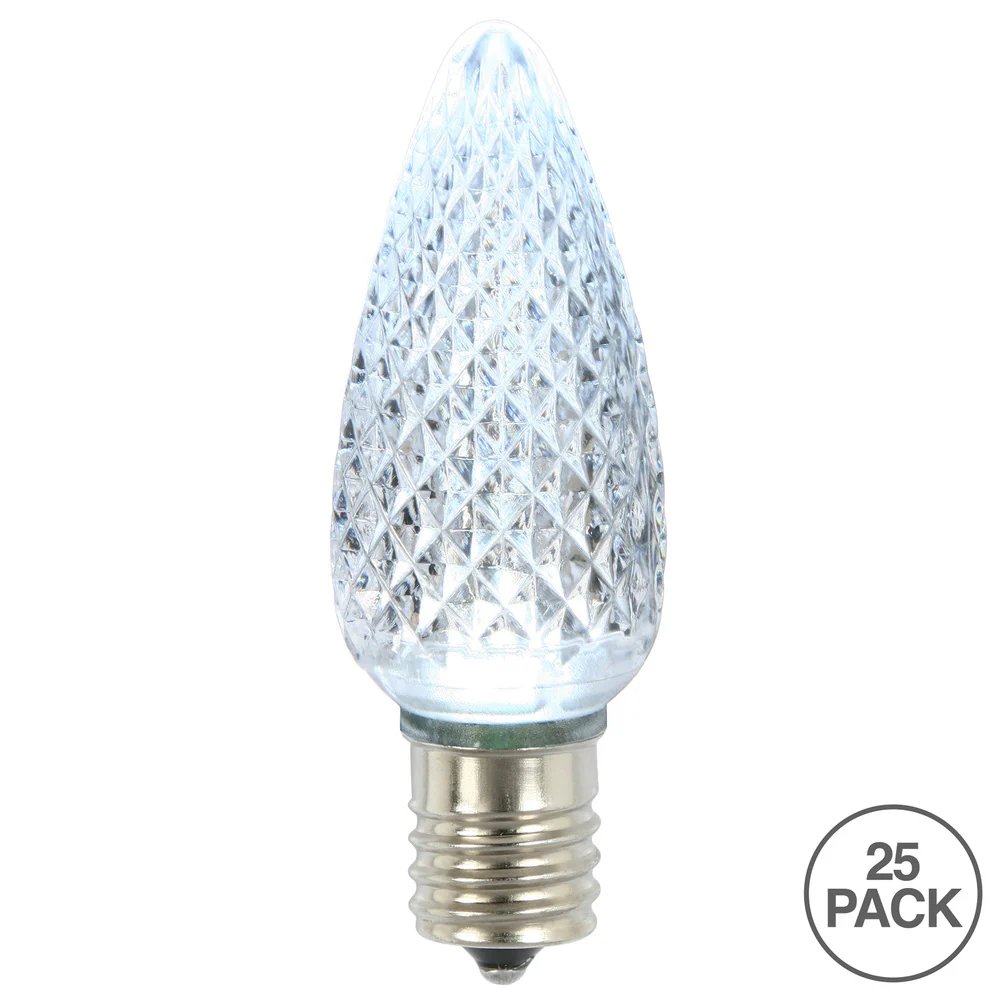 Vickerman C9 LED Cool White Faceted Twinkle  Replacement Bulb 120V  .96 Watts 25 Bulbs per bag - Cheap-Us