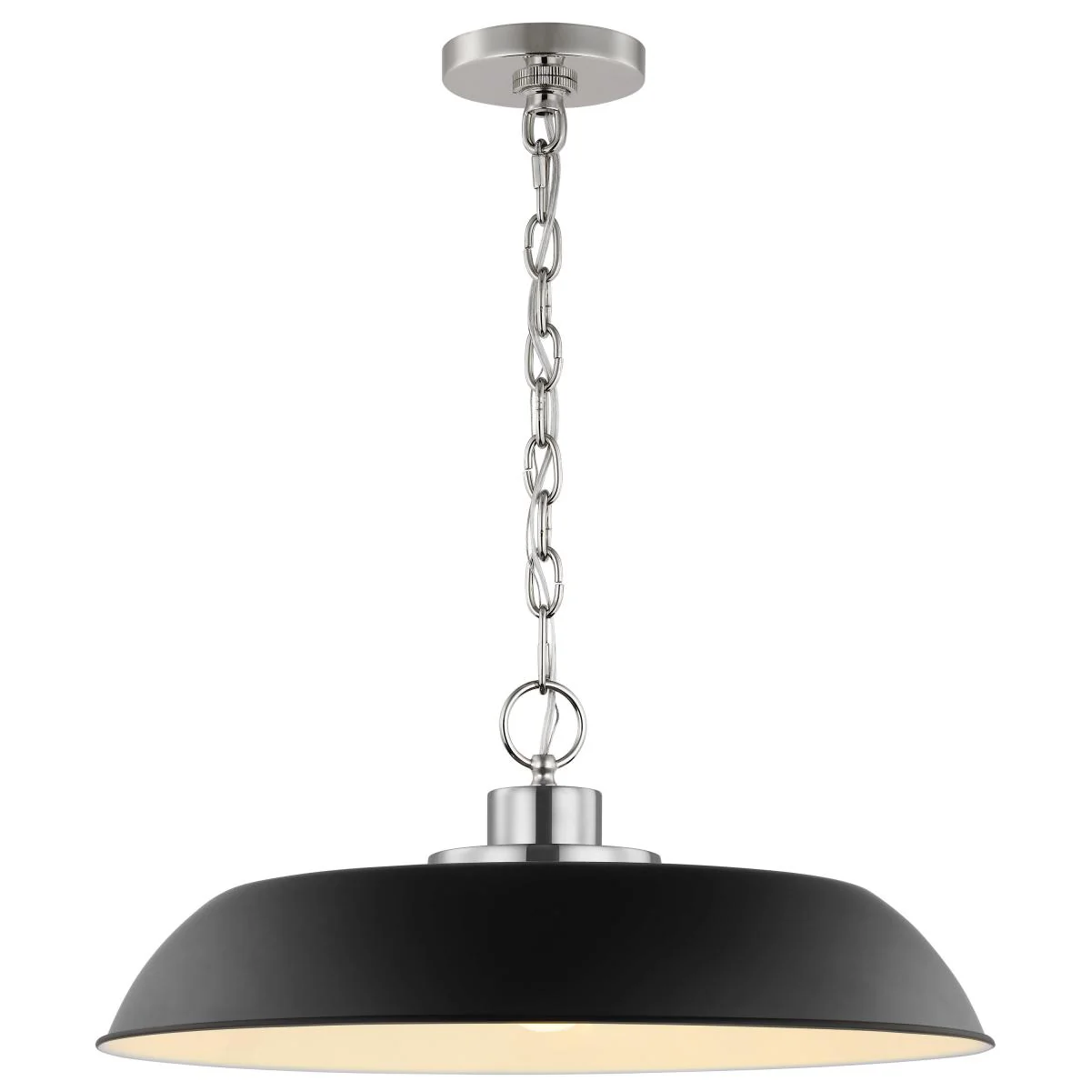 60-7485 COLONY 1 LIGHT MEDIUM PENDANT Colony; 1 Light; Medium Pendant; Matte Black with Polished Nickel - Cheap-Us
