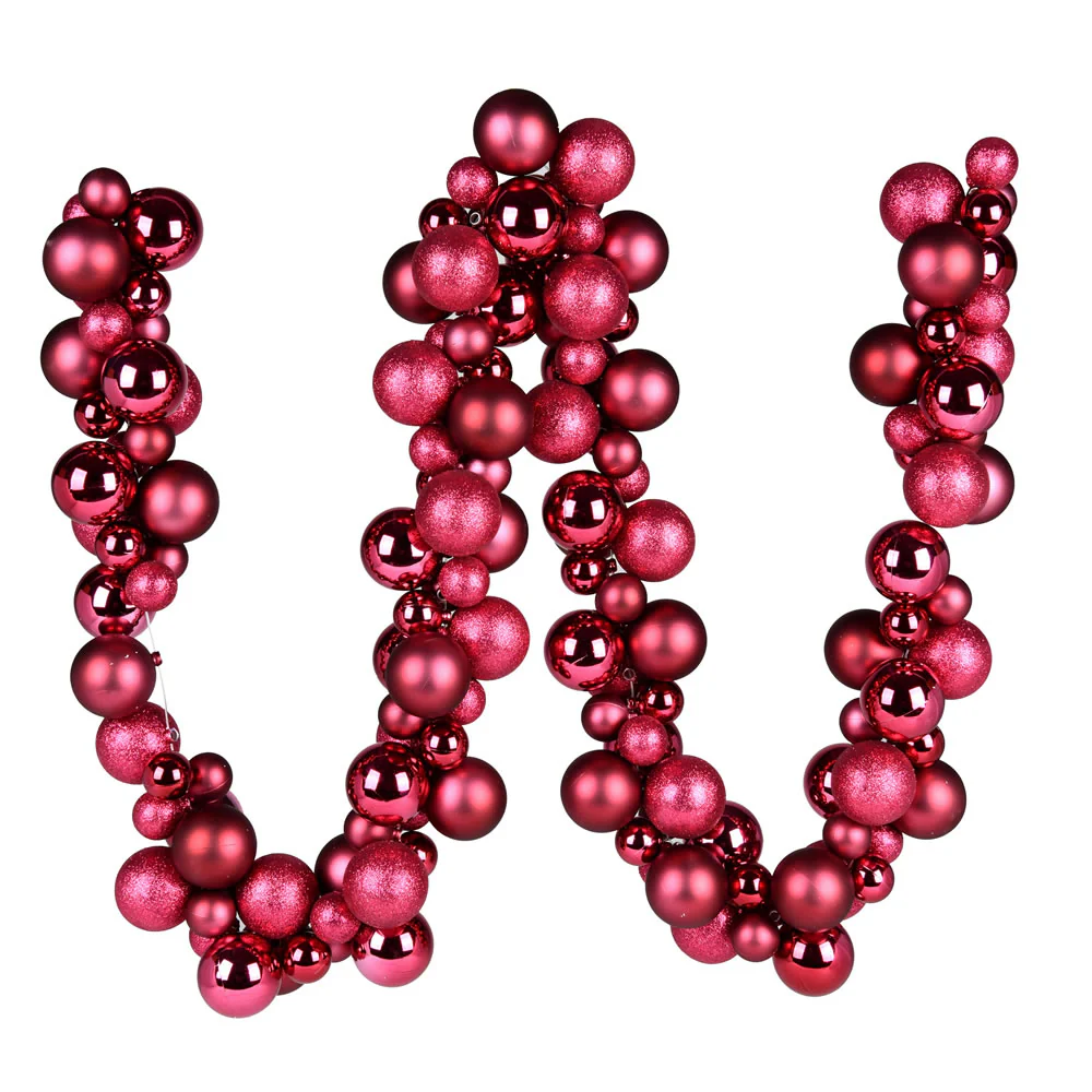Vickerman 6' Berry Red Assorted Ornament Ball Christmas Garland - Cheap-Us