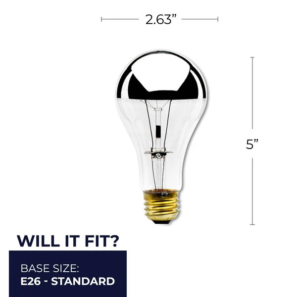 BULBRITE INCANDESCENT A21 MEDIUM SCREW (E26) 100W DIMMABLE LIGHT BULB 2700K/WARM WHITE HALF MIRROR 8PK (712110) - Cheap-Us