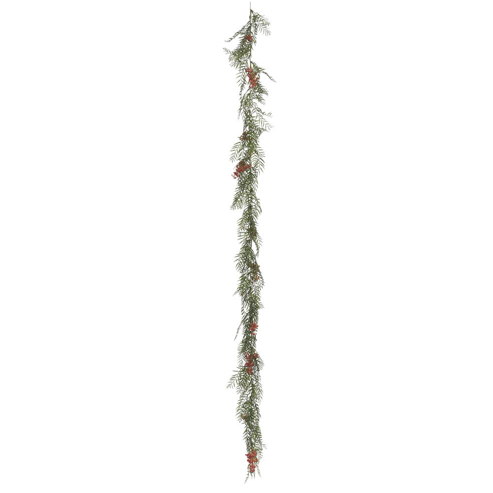 Vickerman 6' Artificial Green Brazil Berry and Leaf Garland. - Cheap-Us