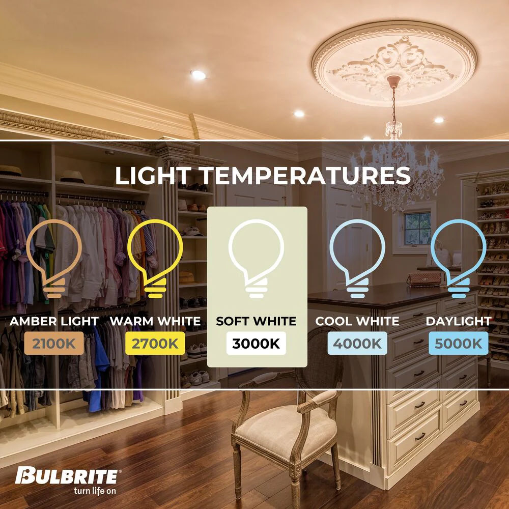 Bulbrite LED Filament Pack of (4) 6.5 Watt Dimmable CA10 Light Bulbs with a Clear Finish and Candelabra (E12) Base - 3000K (Soft White Light), 750 Lumens - Cheap-Us