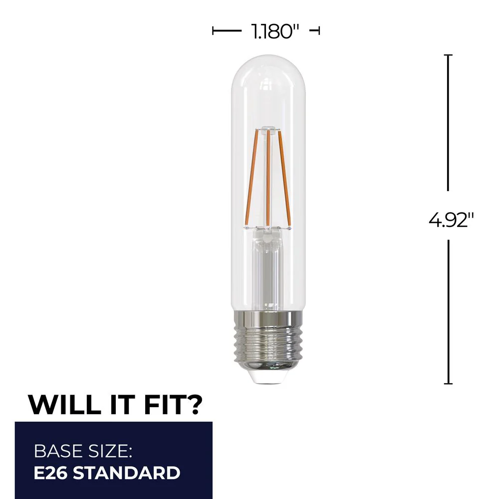 Bulbrite LED Filament Pack of (4) 5 Watt Dimmable 5 Inch T9 Light Bulbs with Clear Glass Finish and Medium (E26) Base - 3000K (Soft White Light), 500 Lumens - Cheap-Us