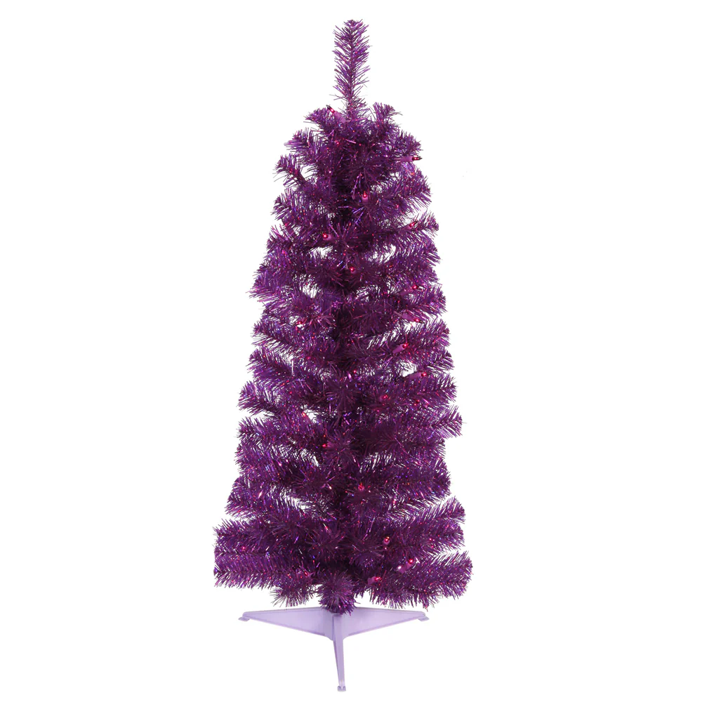Vickerman 3' Purple Pencil Artificial Christmas Tree Purple Dura-lit LED Lights. - Cheap-Us