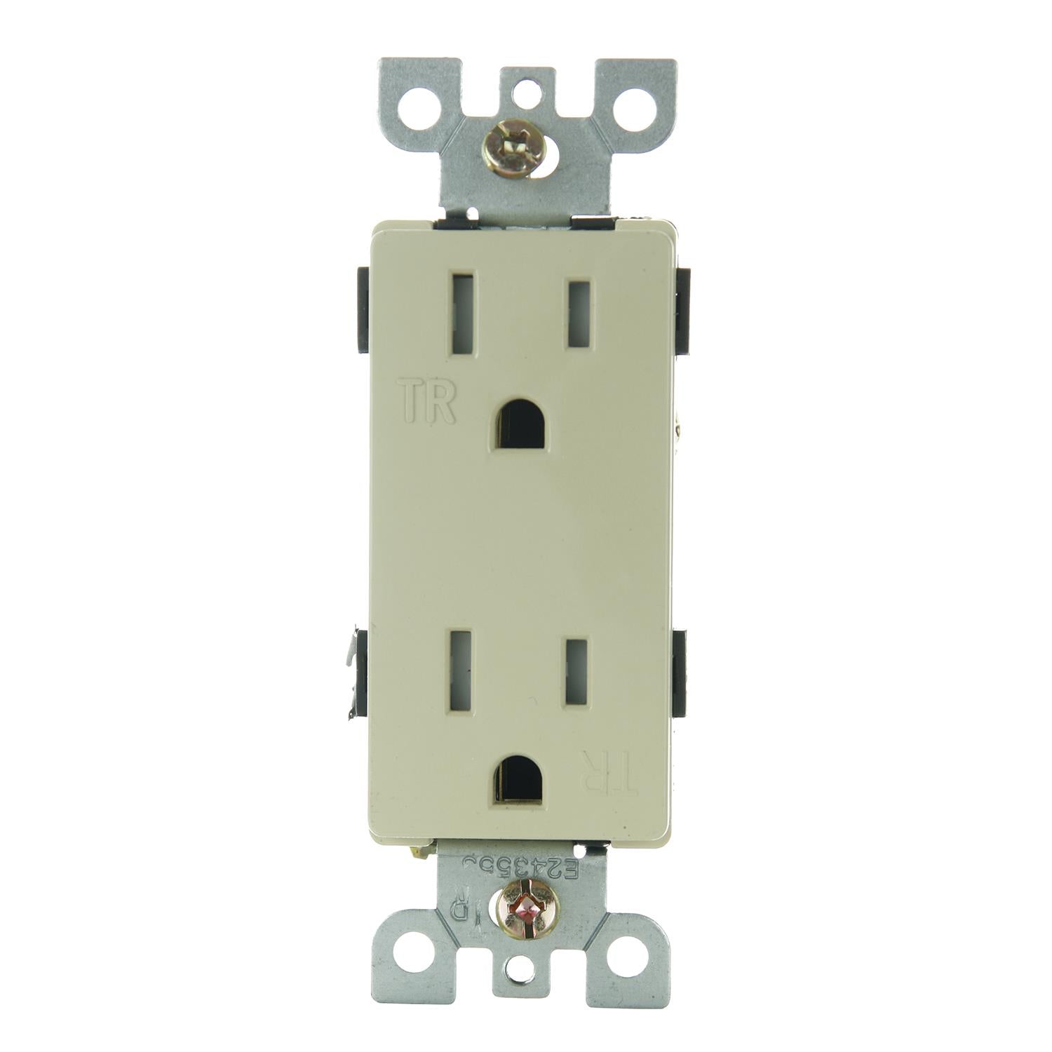 Sunlite E558/IV 15A Tamper Resistant Decorative Receptacle, Ivory - Cheap-Us