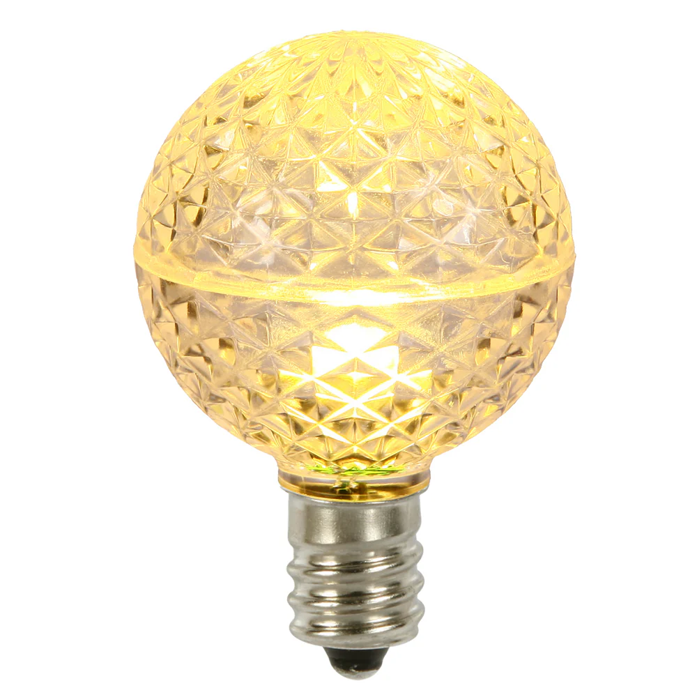 Vickerman G50 LED Warm White Faceted Replacement Bulb E17/C9 Nickel Base 10 Bulbs per Pack. - Cheap-Us