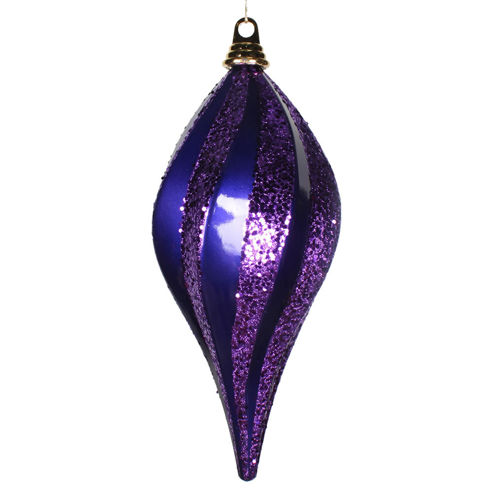 Vickerman 12'' Purple Glitter Swirl Drop Christmas Ornament - Cheap-Us