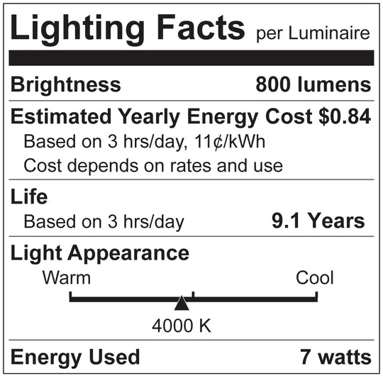 Luxrite LED B11 Torpedo Tip Chandelier Light Bulb, E12 Candelabra Base, 7W, 4000K - Cool White, 800 Lumens, 80 CRI, Clear Finish, Dimmable (LR21636) - Cheap-Us