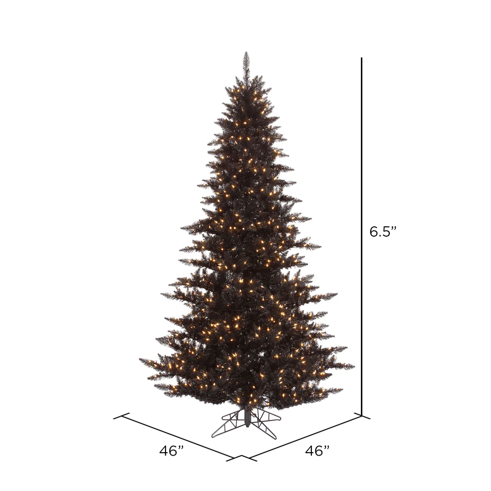 Vickerman 6.5' Black Fir Artificial Christmas Tree Warm White Dura-lit LED Lights - Cheap-Us