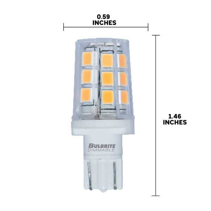 BULBRITE LED T3 WEDGE (WEDGE) 2.5W DIMMABLE LIGHT BULB 3000K/SOFT WHITE 15W INCANDESCENT EQUIVALENT 2PK (770583) - Cheap-Us