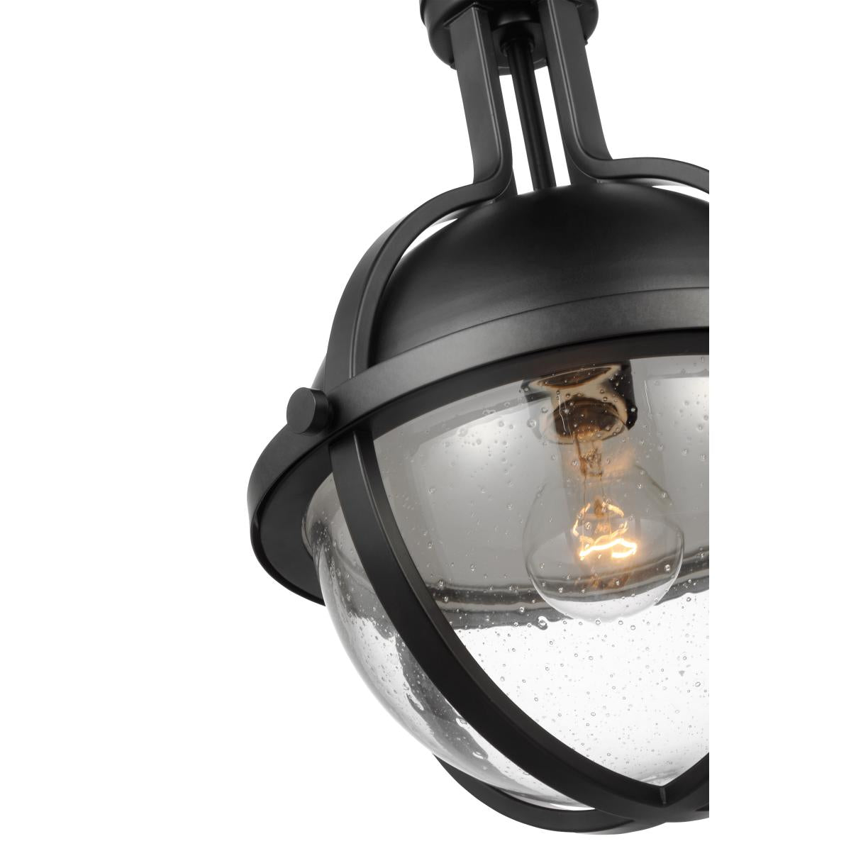 60-7674 LINCOLN 1LT MED PEND MATTE BLK Lincoln; 1 Light Medium Pendant; Medium Base; 60 Watt; Matte Black Finish; Clear Seeded Glass - Cheap-Us