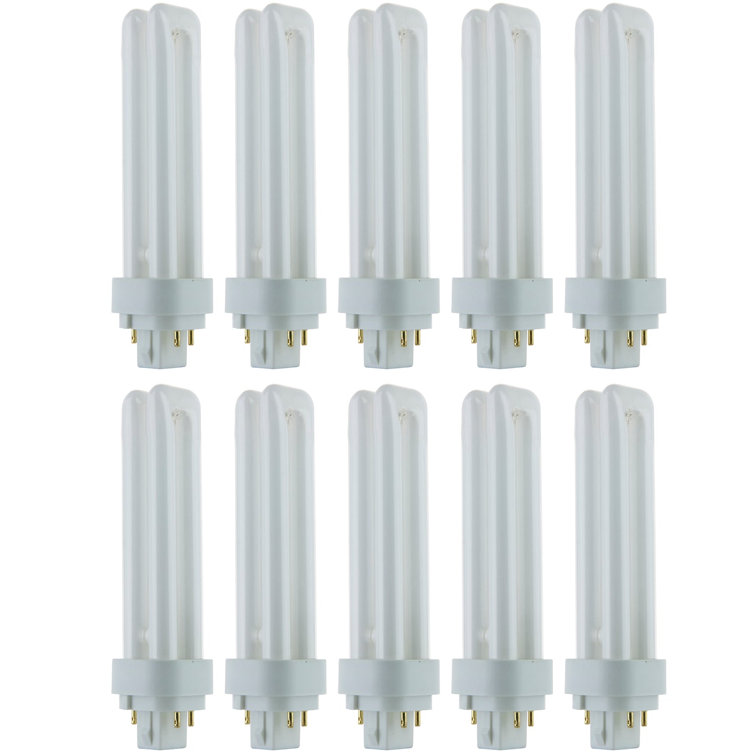 Sunlite PLD18/E/SP50K/10PK 5000K Super White Fluorescent 18W PLD Double U-Shaped Twin Tube CFL Bulbs with 4-Pin G24Q-2 Base (10 Pack) - Cheap-Us