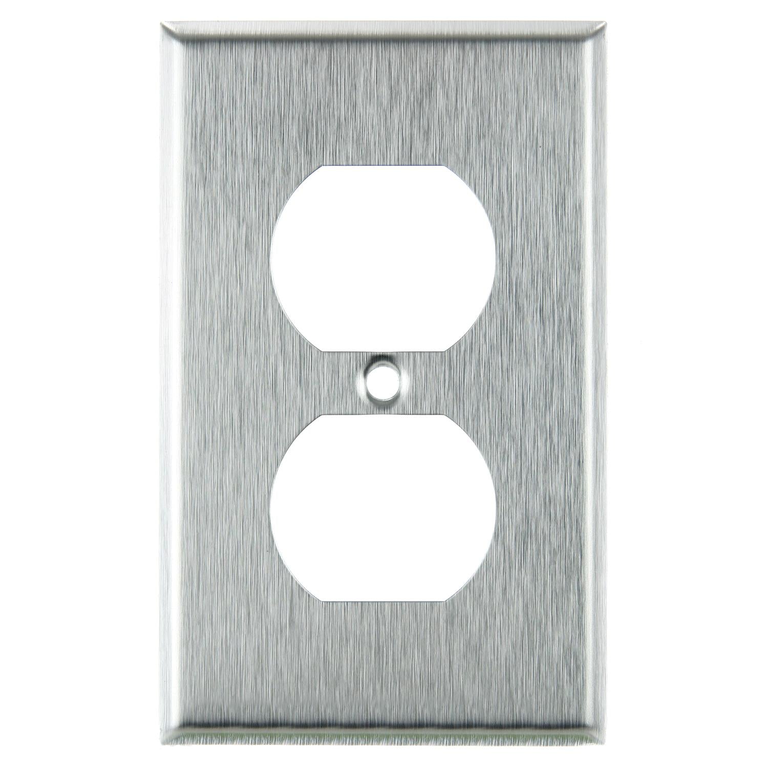 Sunlite E211/S 1 Gang Duplex Receptacle Plate, Steel - Cheap-Us