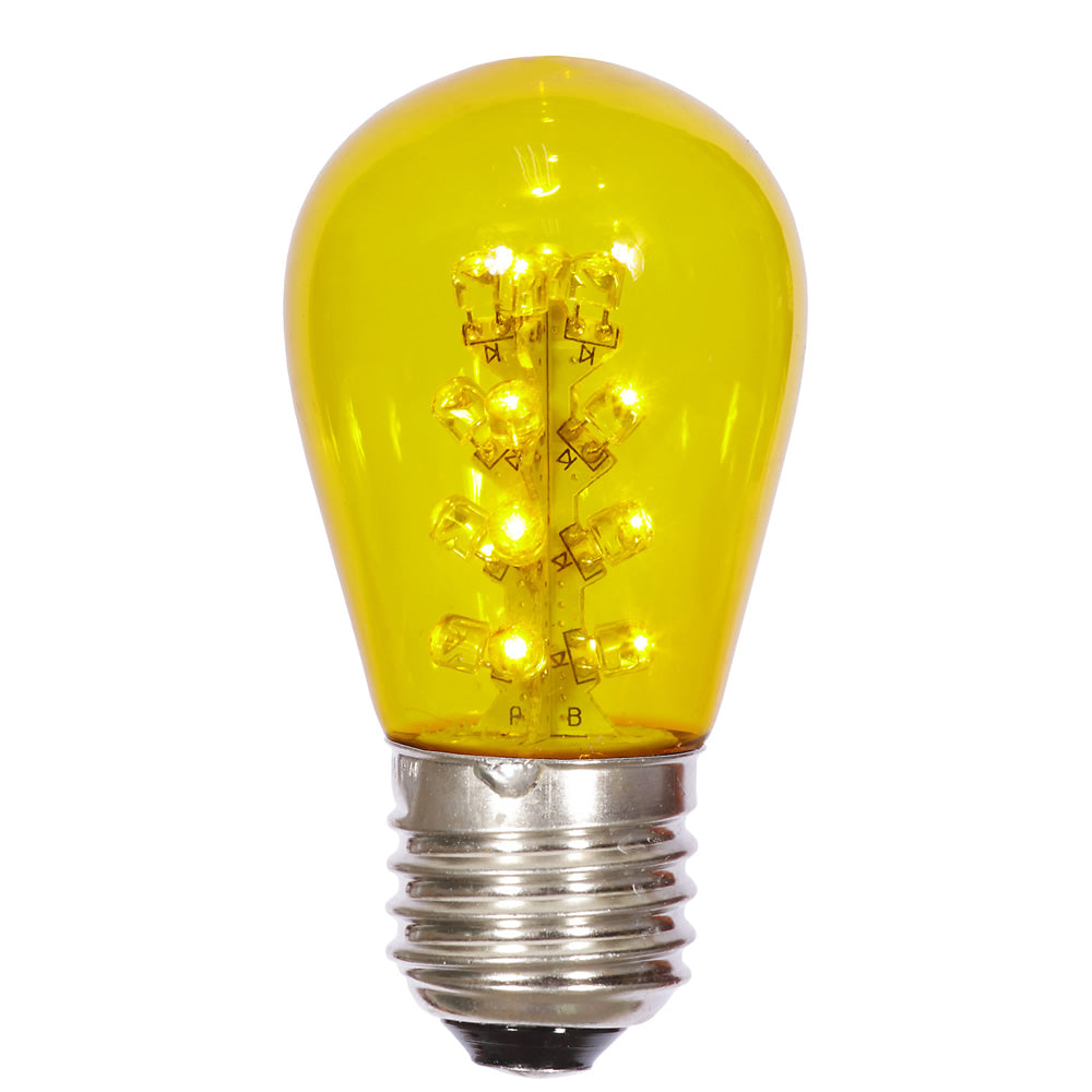 Vickerman S14 LED Yellow Transparent Plastic Bulb E26 Medium Nickel Base 5 per pack. - Cheap-Us