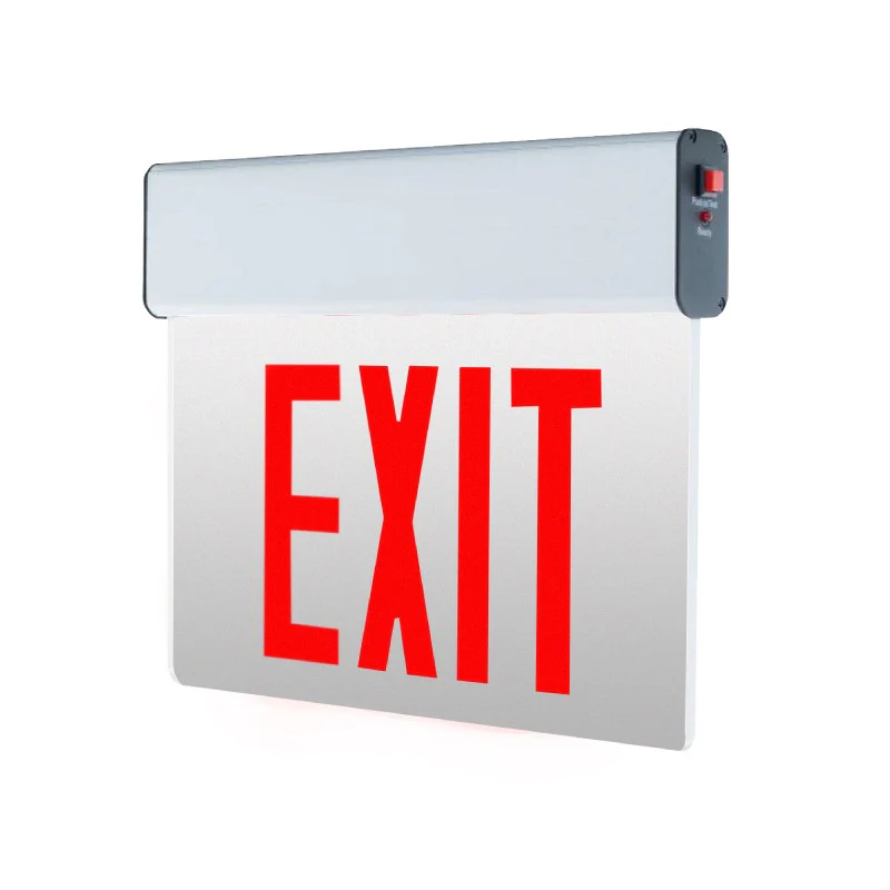 Westgate LED Edgelit Exit Sign W. B/C Single Face Univ 120/277V Red Letter, Clear Panel, Aluminum Housing, LED Exit & Emergency Lighting, 4.5W - Cheap-Us