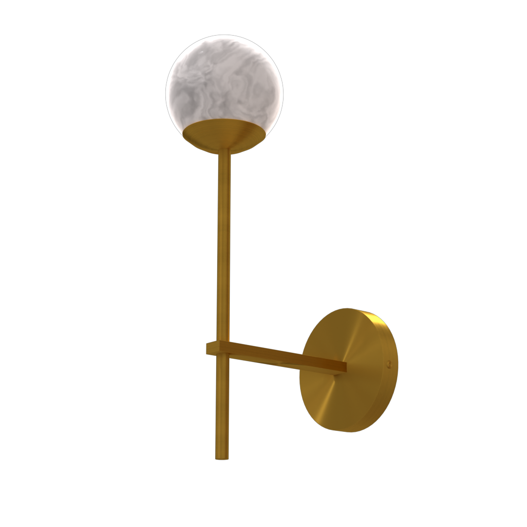 Liberta One Light Modern Globe Wall Sconce Brass Finish with Marble Shade - Cheap-Us