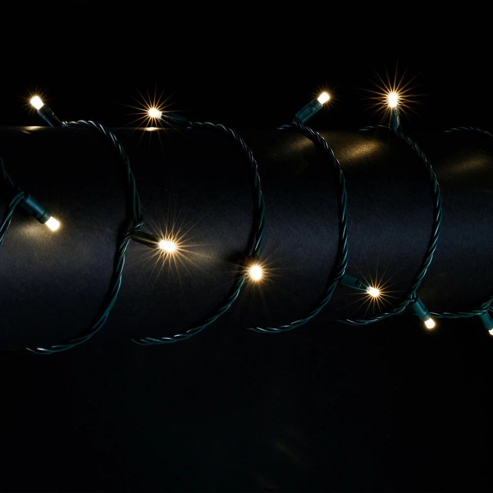 Vickerman 25' Warm White/Frosted Warm White LED Christmas light set. 50 lights on green wire. - Cheap-Us