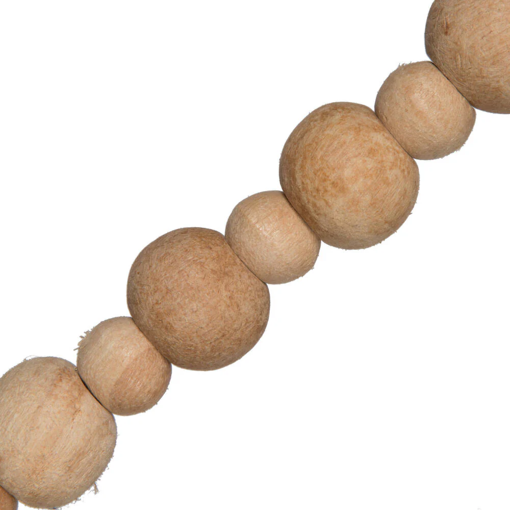 Vickerman 5' Green Felt Tree and Natural Wood Bead Garland. - Cheap-Us