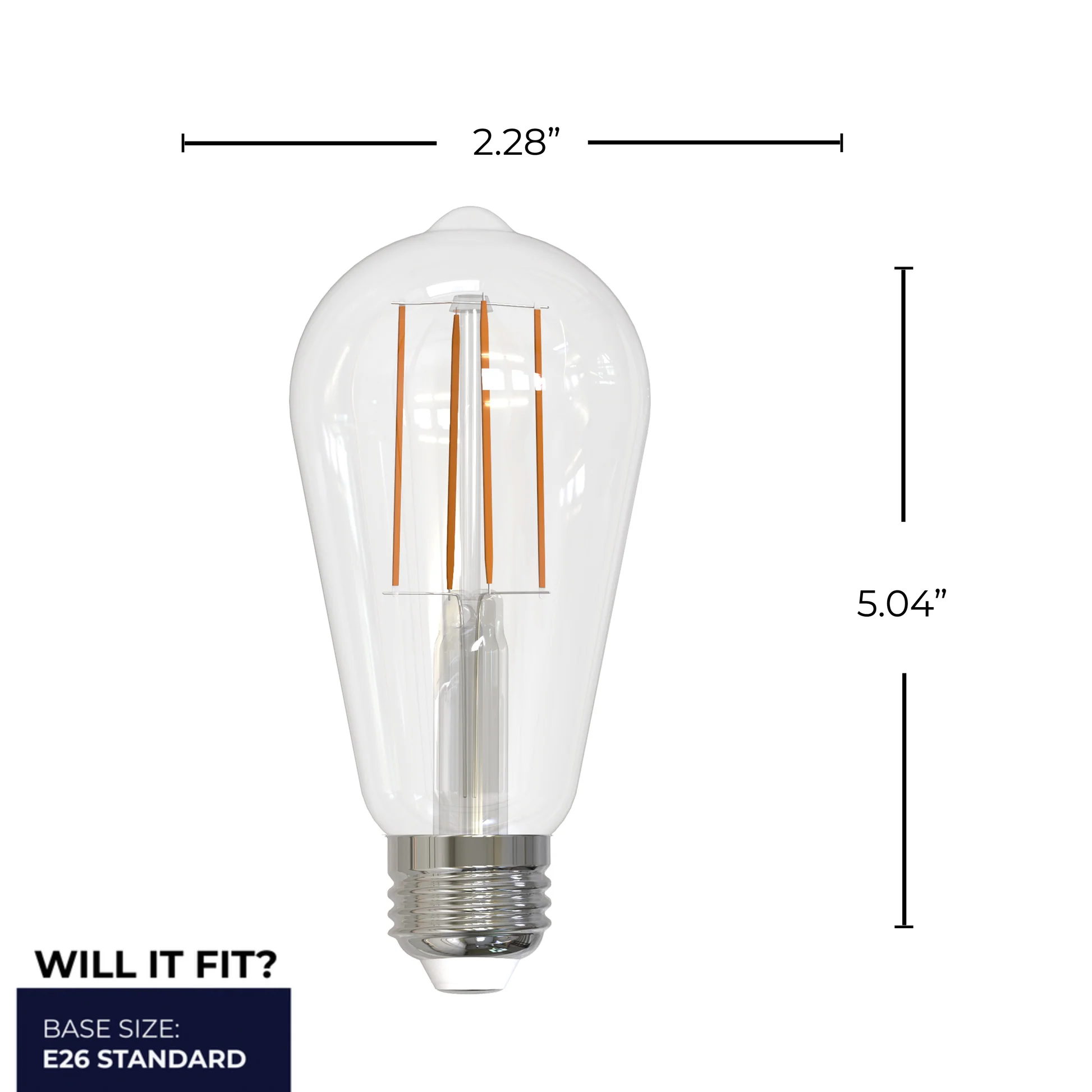 Bulbrite 8.5W LED LIGHT BULB ST18 4000K FILAMENT, E26 MEDIUM SCREW BASE, DIMMABLE, JA8 4PK - Cheap-Us