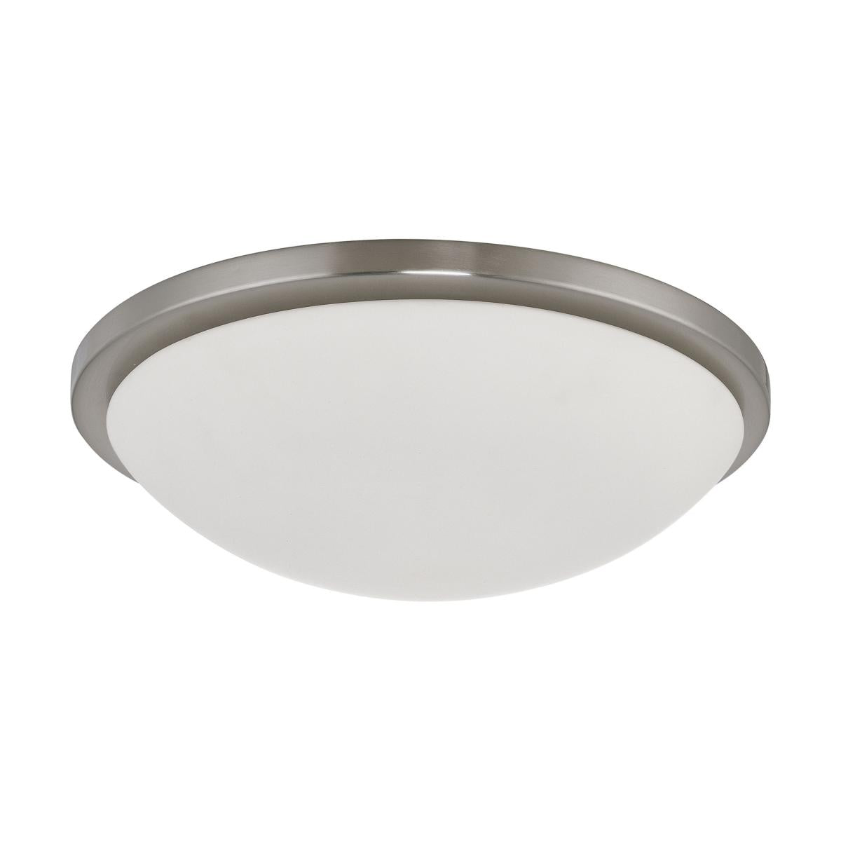 Satco Nuvo LED Button Flush Mount Dome Light Fixture - Brushed Nickel/Black/Matte Black Finish With White Glass - 3000K/CCT Selectable - Cheap-Us
