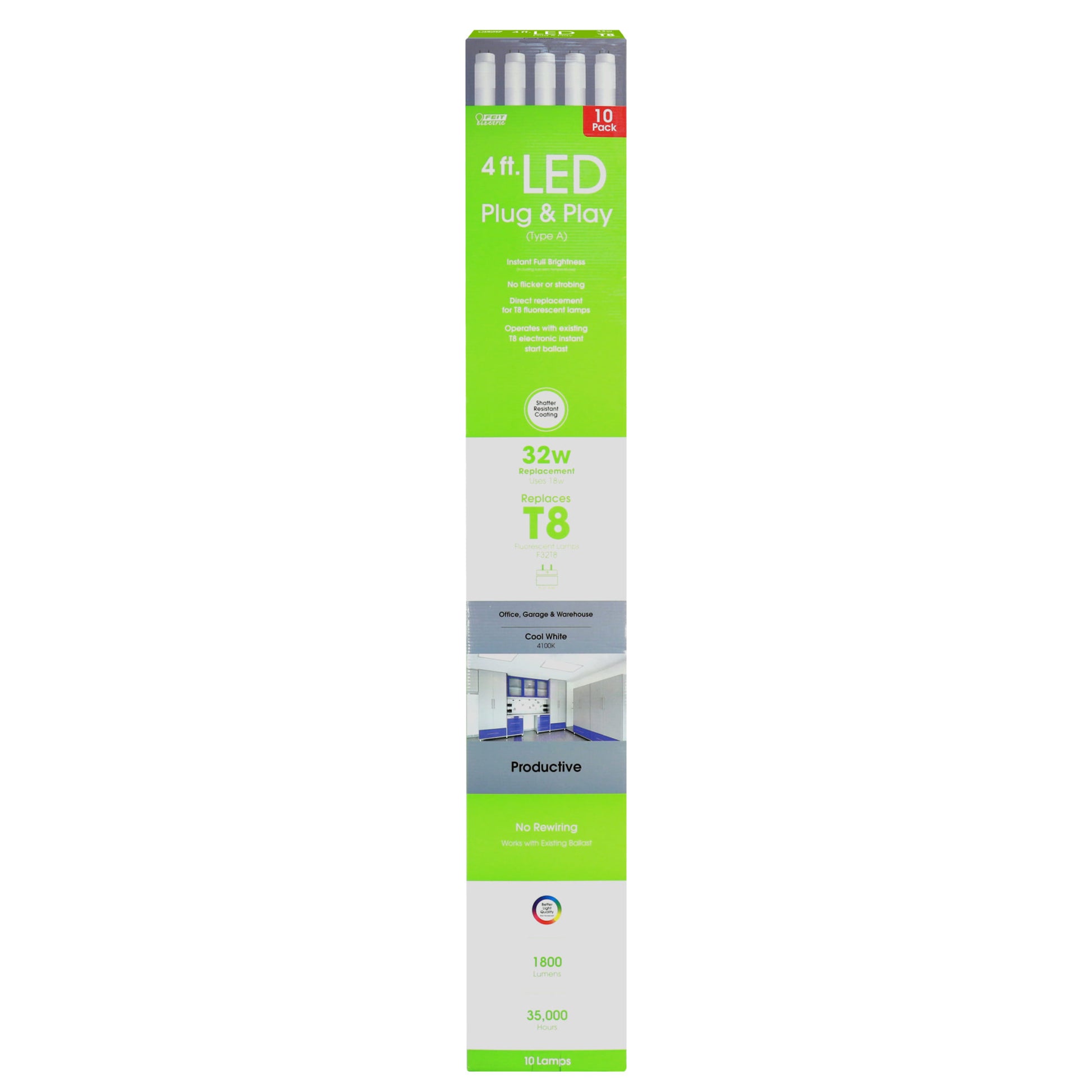 4 ft. T8 Plug & Play LED (10-Pack) - Cheap-Us