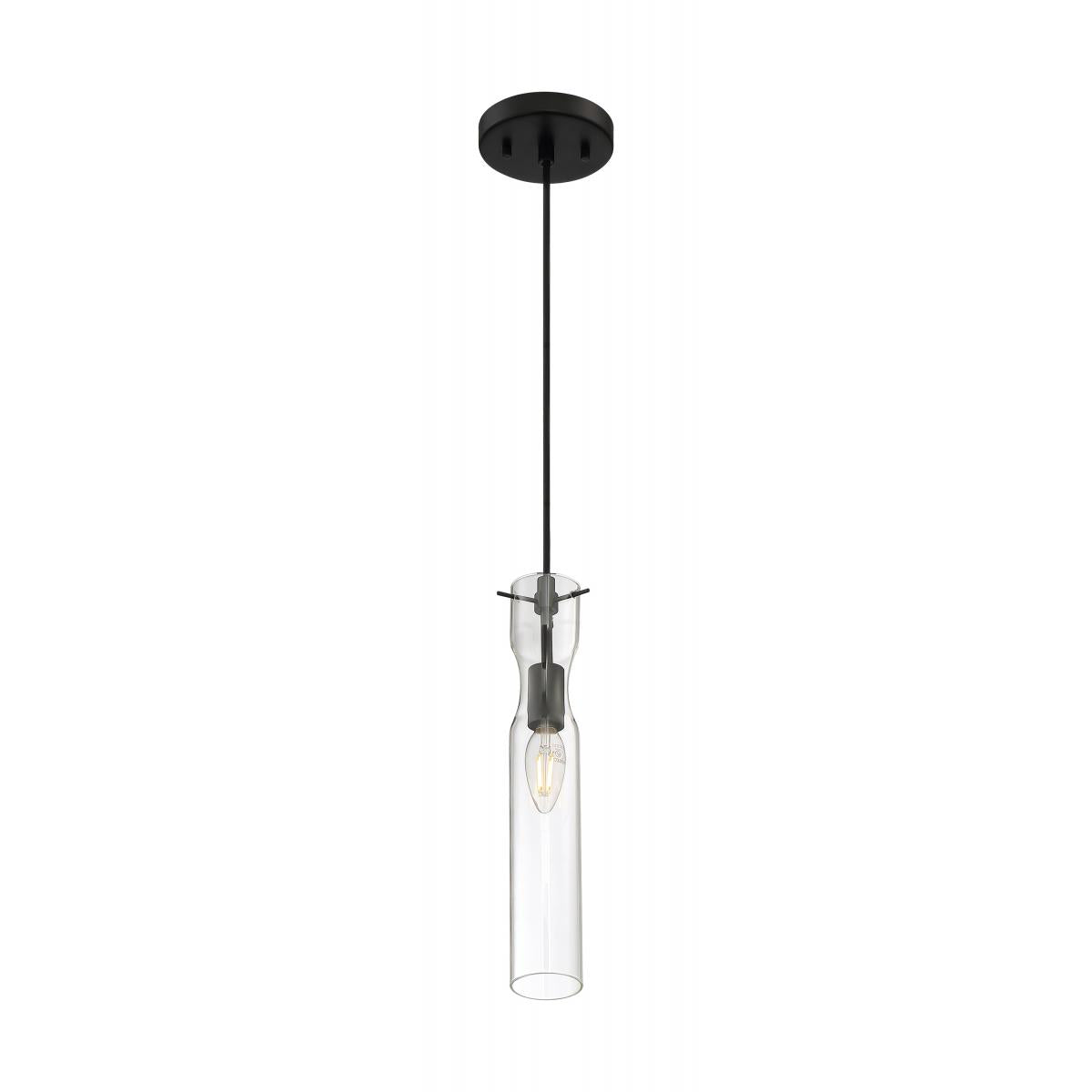 60-6876 SPYGLASS 1 LIGHT MINI PENDANT Spyglass - 1 Light Mini Pendant with Clear Glass - Black Finish - Cheap-Us