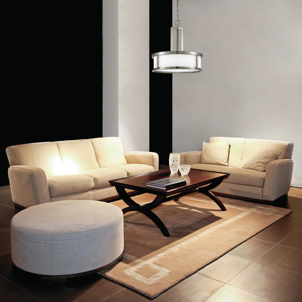 60-2857 ODEON 4 LT PENDANT Odeon - 4 Light Pendant with Satin White Glass - Brushed Nickel Finish - Cheap-Us