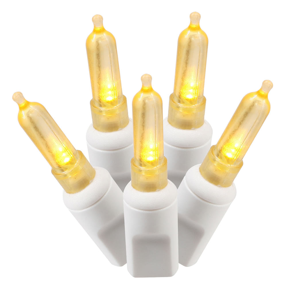 Vickerman 100 Yellow Italian LED Single Mold Light on White Wire 34' Christmas Light Strand - Cheap-Us