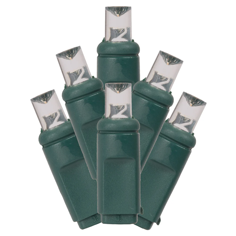 Vickerman 50 Warm White Wide Angle LED Light on Green Wire 25' Christmas Single Mold Light Strand - Cheap-Us