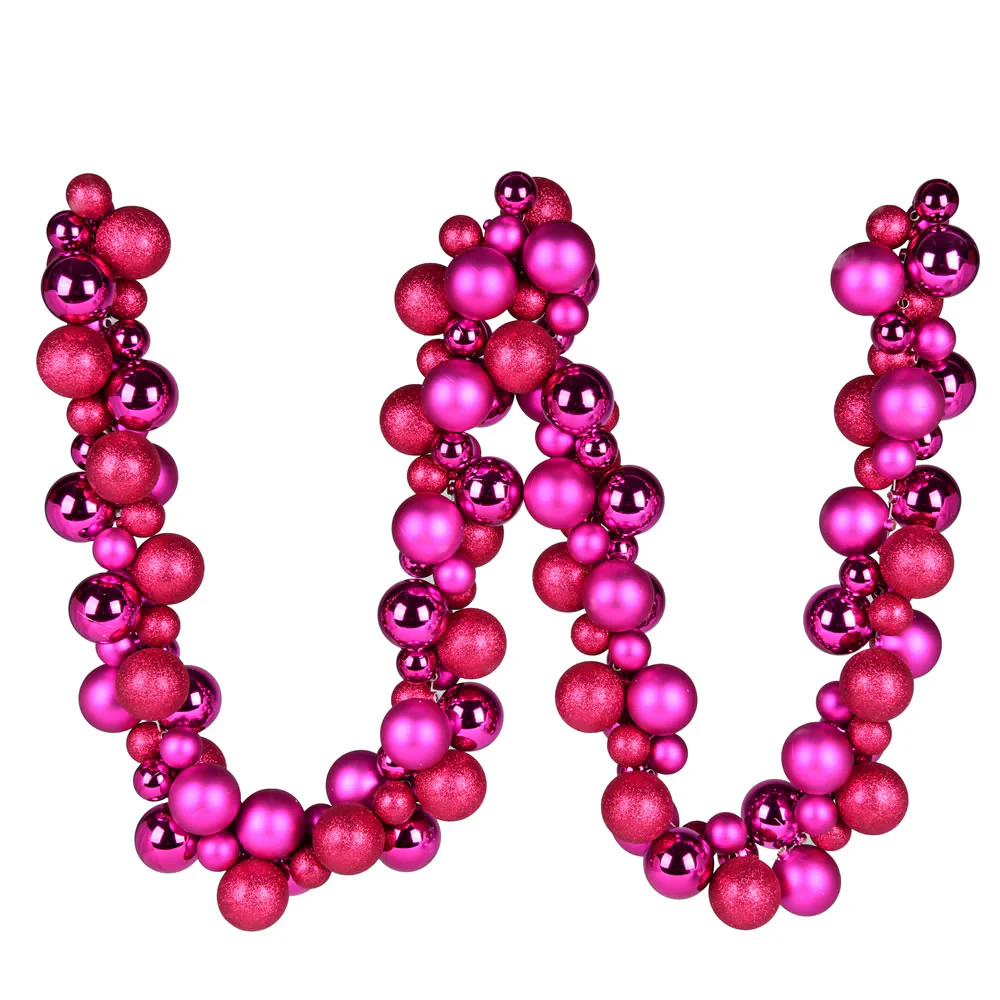 Vickerman 6' Fuchsia Assorted Ball Ornament Christmas Garland - Cheap-Us