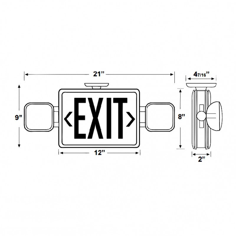 Westgate All LED Exit/Emergency Light Combo, SGL/DBL Face, Red Letters Black Housing, 120/277V, LED Exit & Emergency Lighting, 3.2W - Cheap-Us