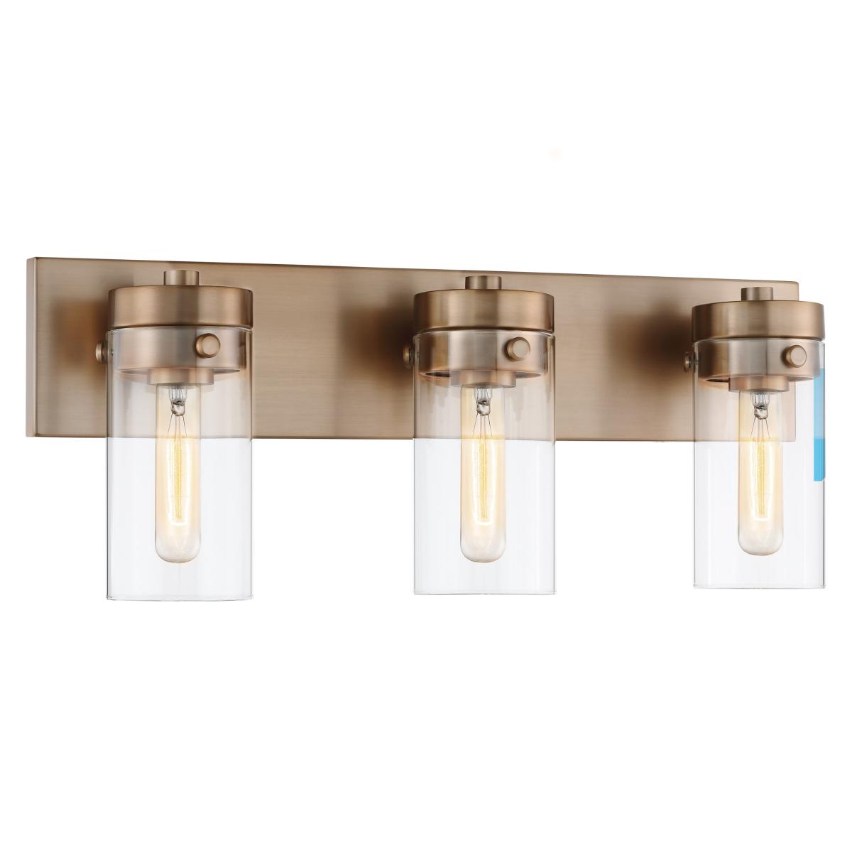 60-7533 INTERSECTION 3LT VANITY Intersection; 3 Light; Vanity; Burnished Brass with Clear Glass - Cheap-Us